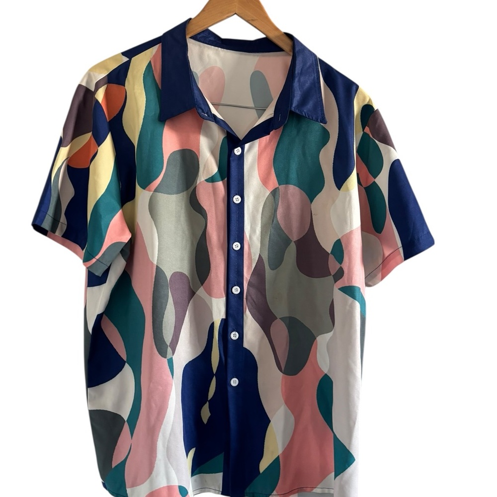 Colorful Abstract Men's Casual Shirt Size L